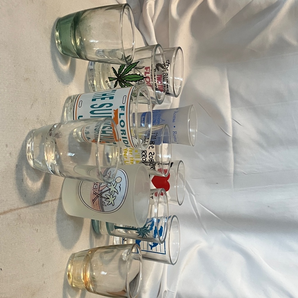 Set of 12. Various cities , countries shot glasses. All perfect , no chips n